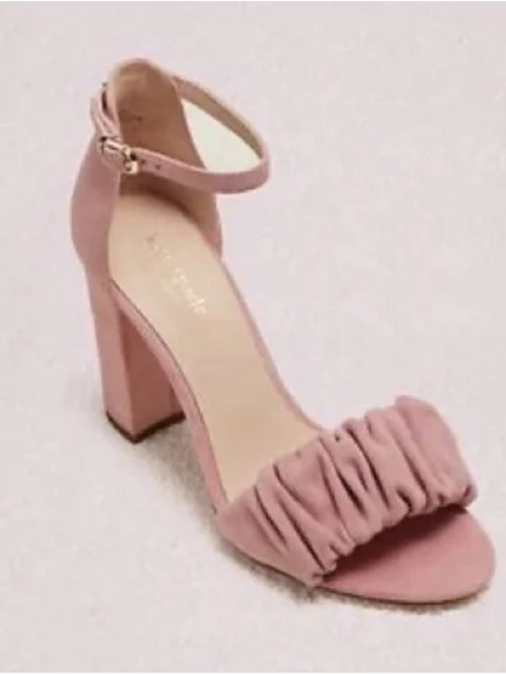 kate spade Blush Pink Mona Ruched Open-Toe Block Heel Suede Sandals